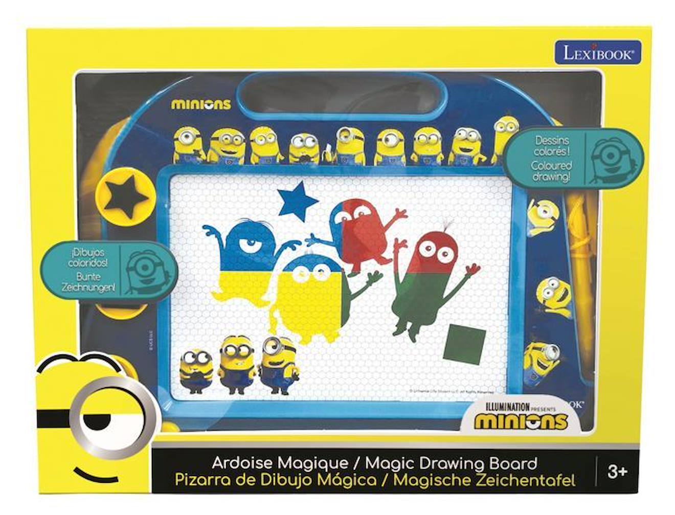 Ardoise Magique Minions Format A5 avec accessoires magnétiques pour dessiner en couleurs jaune