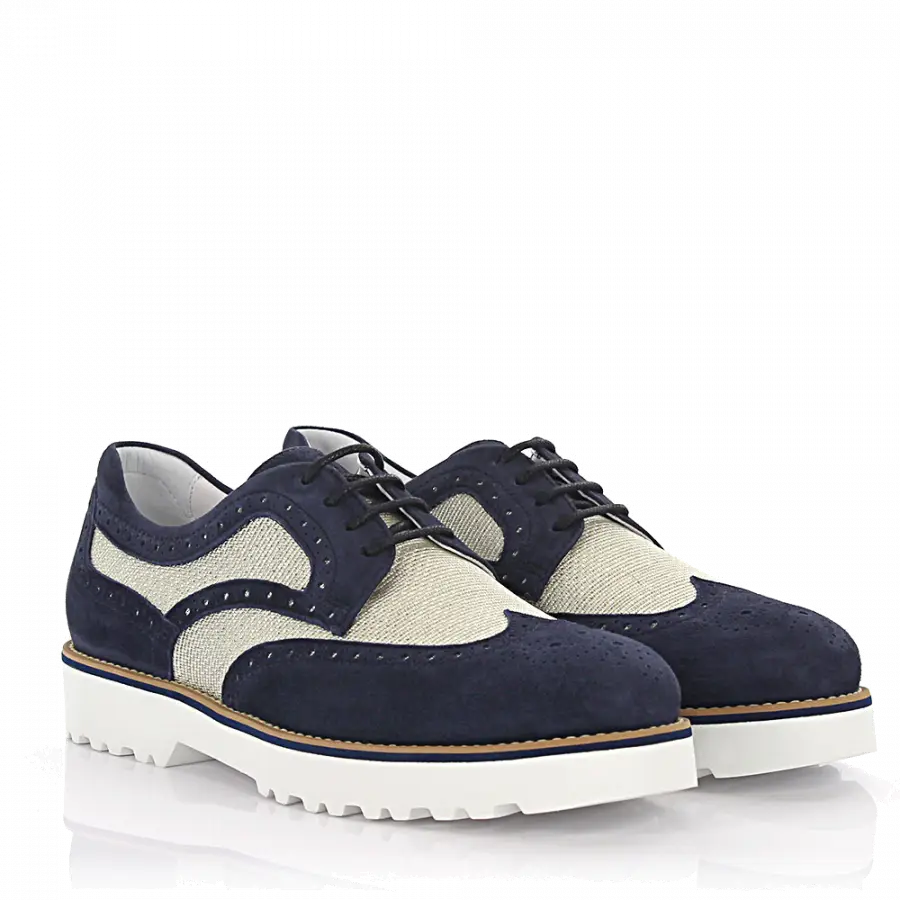 Hogan - Schnürer Veloursleder Lochmuster blau-kombi - blau