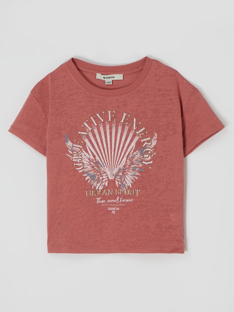 T-Shirt mit Ausbrenner-Effekt in terrakotta