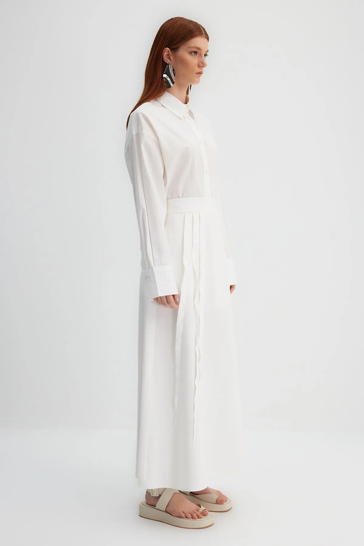 Trendyol Modest  X Kevser Sarıoglu Ecrufarbener, gerippter, gefütterter Webrock TCLSS23EE00001