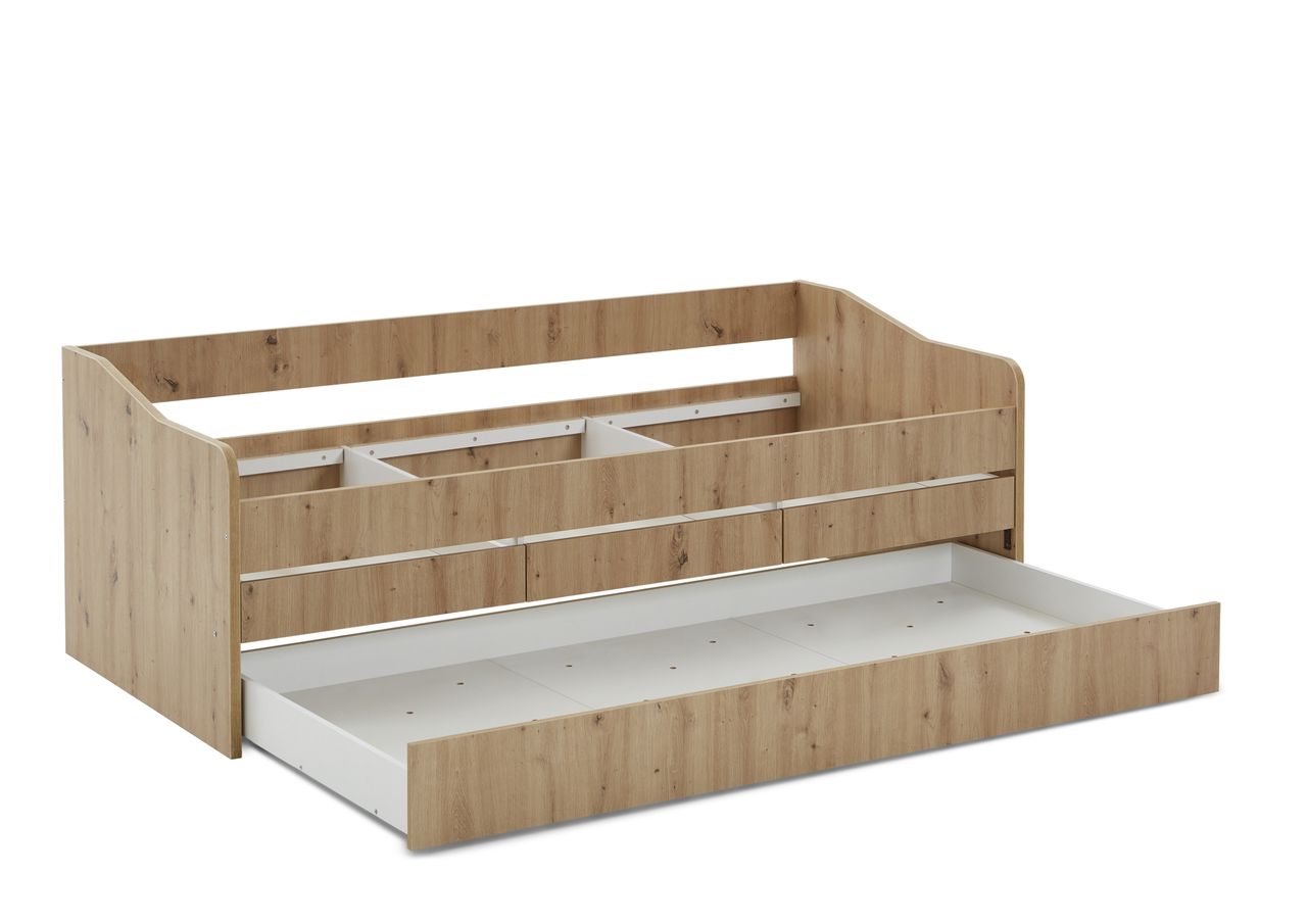Relita Funktionsbett JILL 90x200 ohne Lattenrost, 3 Schubladen u. Bettschublade Artisan Dekor