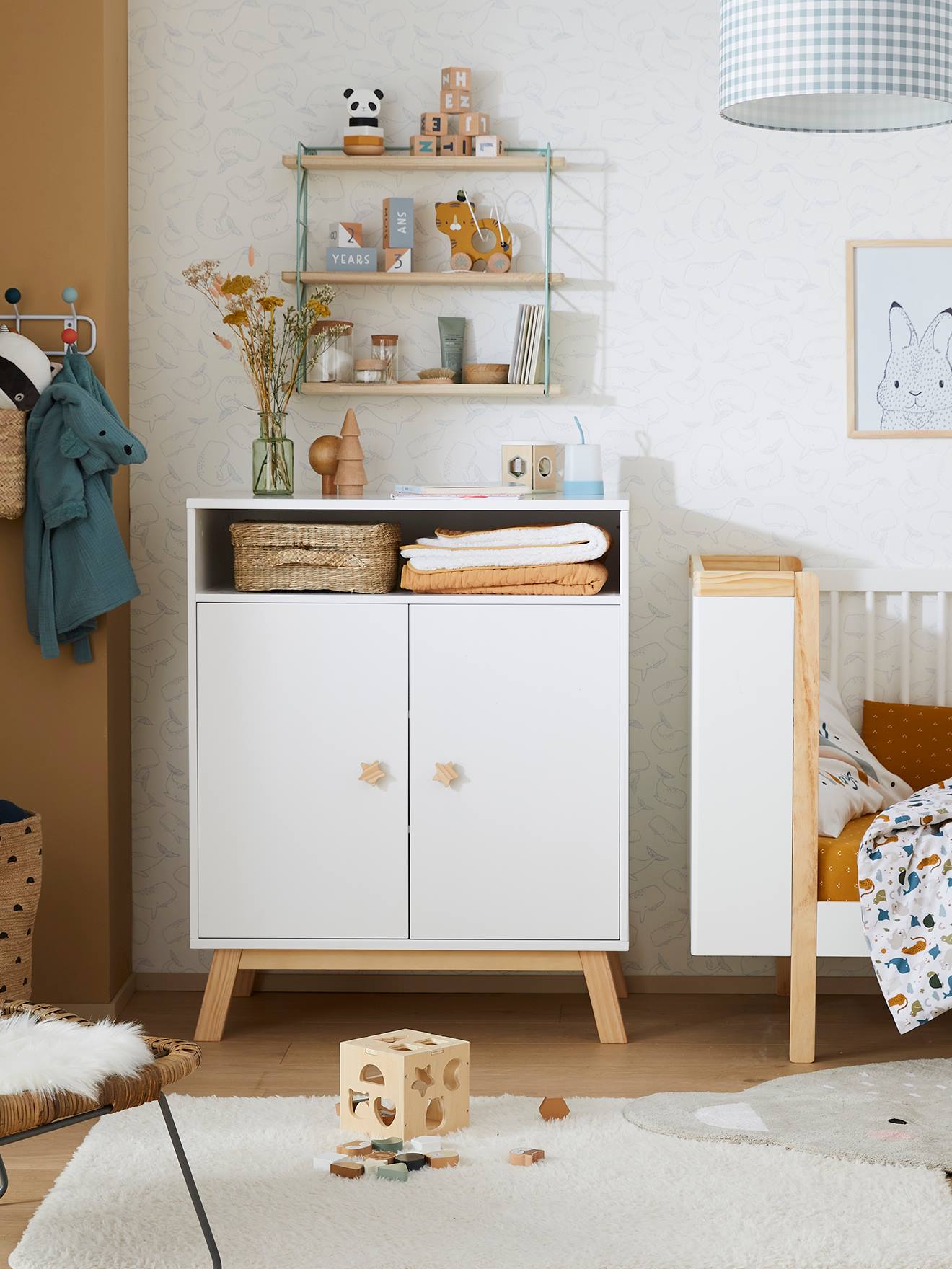 Vertbaudet Mitwachsende Baby Wickelkommode GROßER BÄR, Wickelaufsatz abnehmbar - weiß