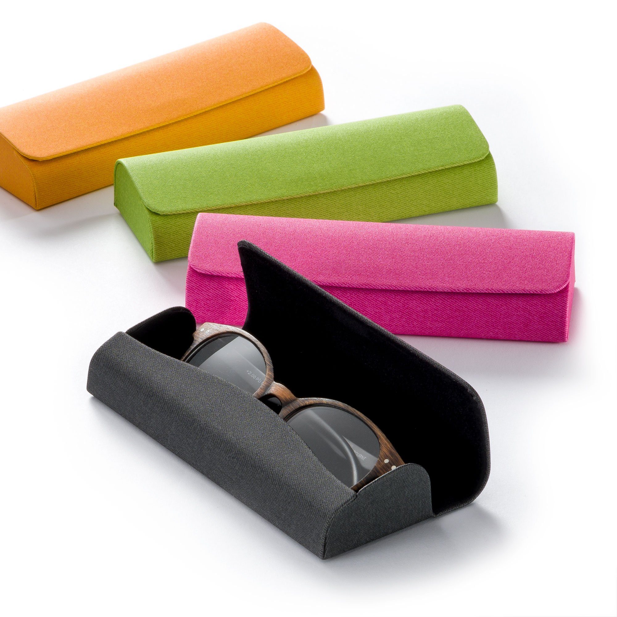 FEFI Brillenetui im bunten Leinen-Look (Hardcase), inklusive Mikrofasertuch