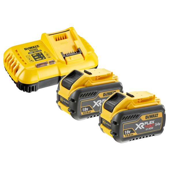 Accessoires DeWalt DCB118Y2-QW Kit de démarrage FlexVolt - 2 batteries FlexVolt 54 V 12,0 Ah Li-Ion + chargeur rapide DCB118