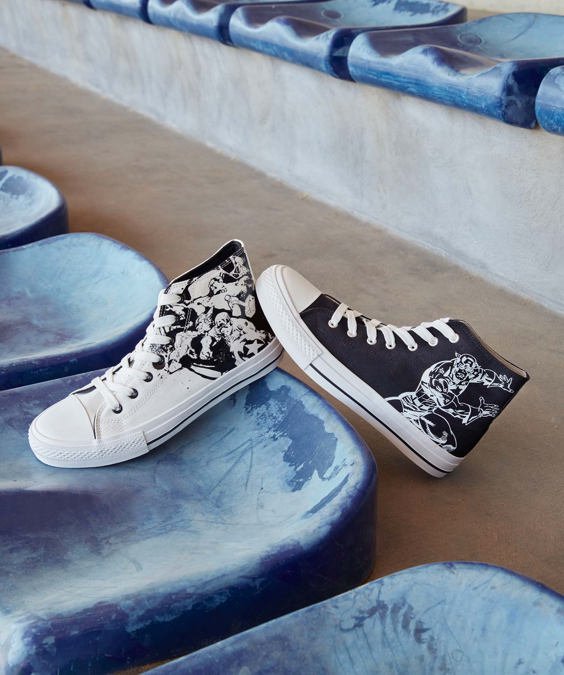 Baskets homme mid-cut en toile Captain America - Marvel noir | GEMO