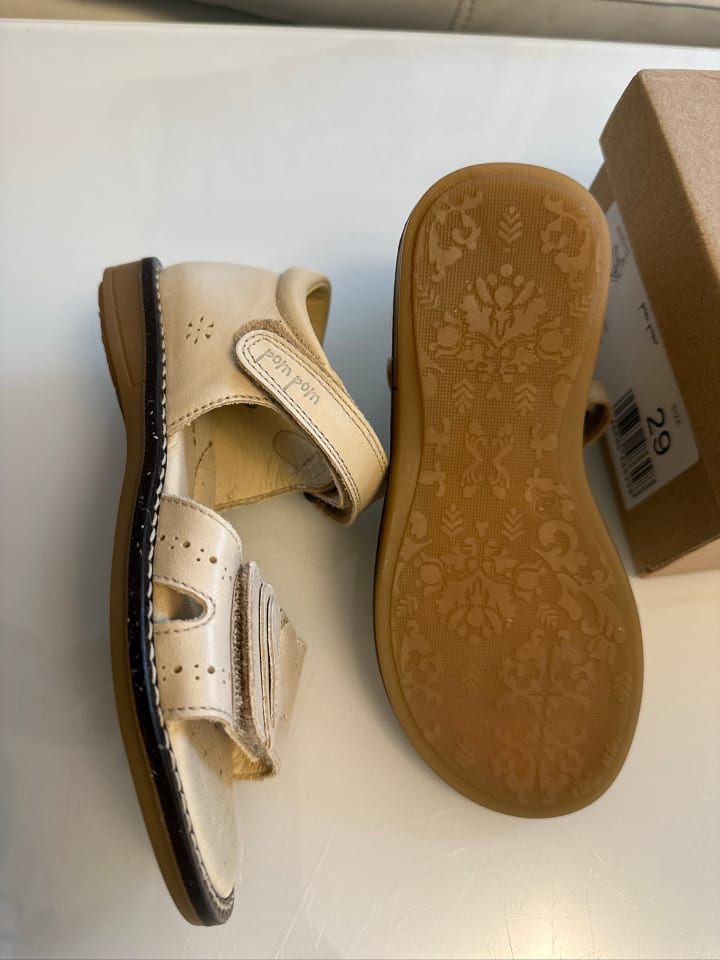 POM POM Leder-Sandalen in Creme günstig kaufen 29