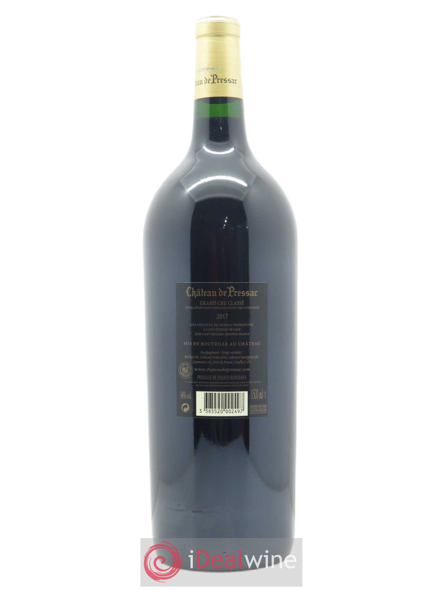 Château de Pressac Grand Cru Classé  2017 - Lot de 1 Magnum