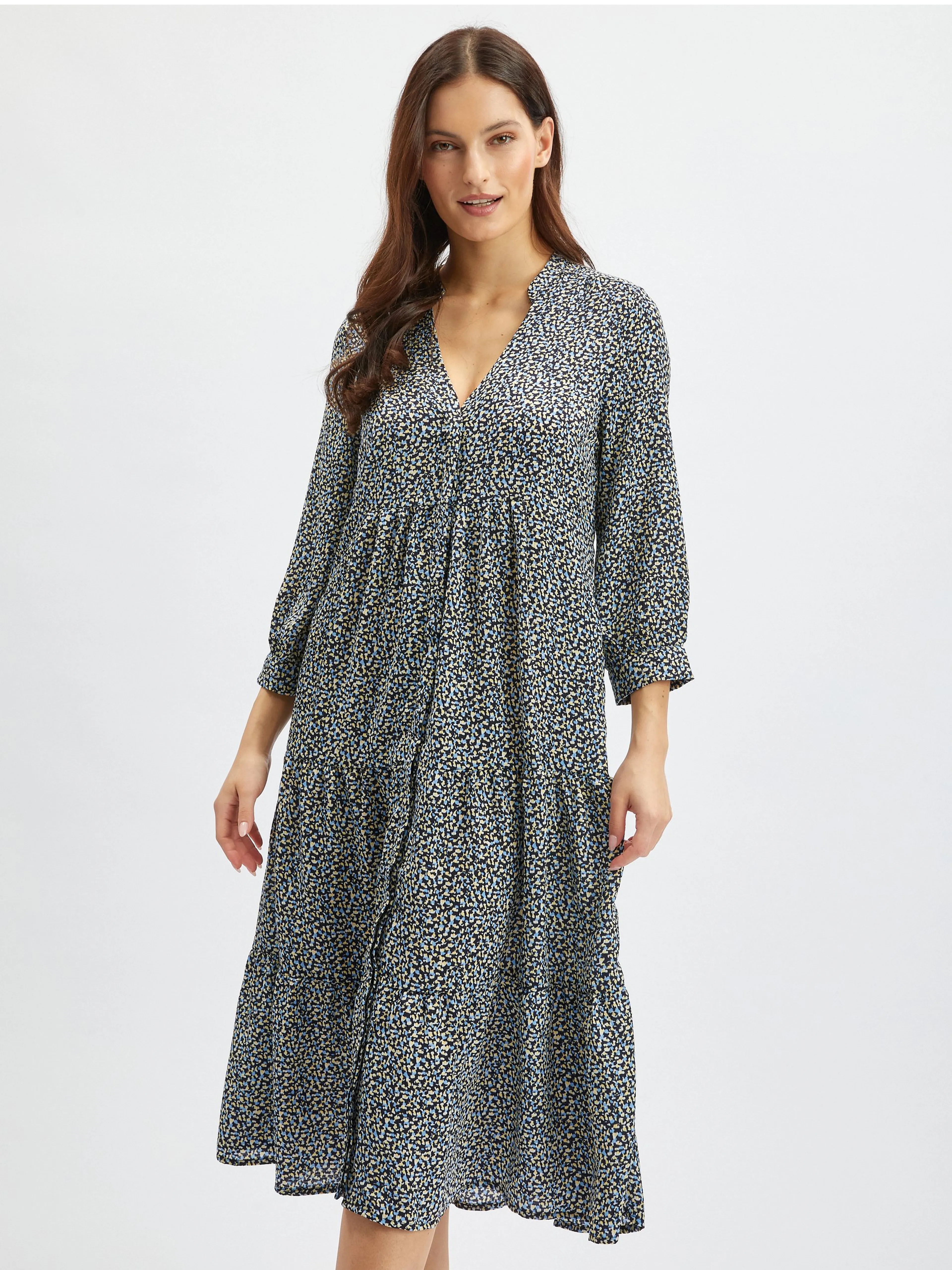 Blau-schwarz gemustertes Damen-Shirt-Kleid ORSAY