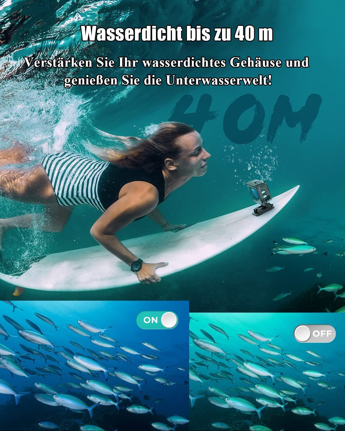 COOAU Action Cam 4K 20MP WiFi 40M Unterwasserkamera Wasserdicht Action Cam (4K Ultra HD, WLAN (Wi-Fi), 170° Weitwinkel EIS Stabilisierung Action cam 2.4G WIFI Fernbedienung, Externem Mikrofon, Time Lapse, Loop-Video, Zeitlupe, Zeitraffer)