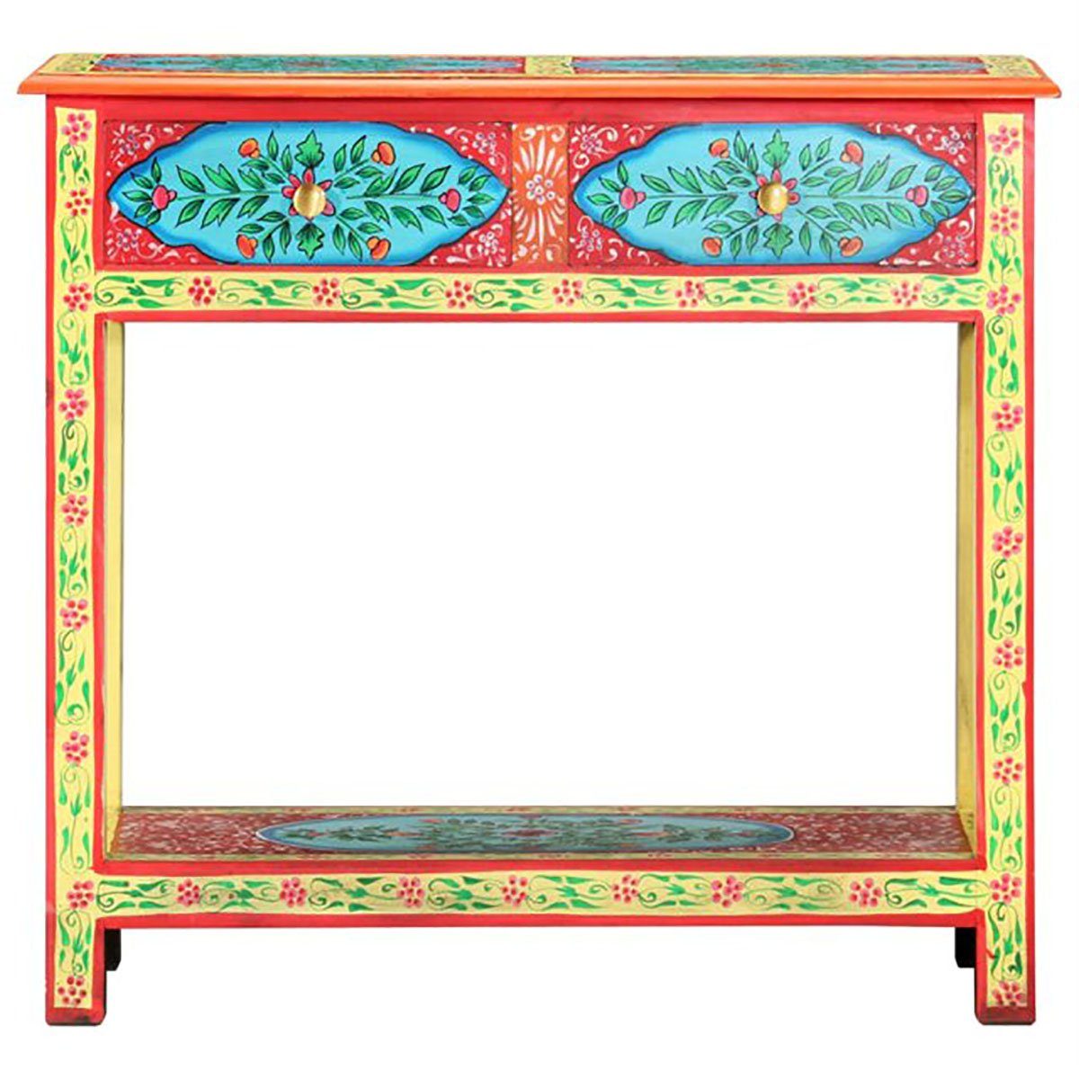 DOTMALL Tischsitz Handbemalter Konsolentisch 80x35x75 cm, massive Mango