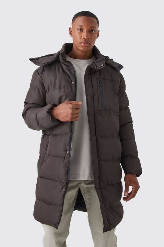 Mittellange Steppjacke mit Kapuze