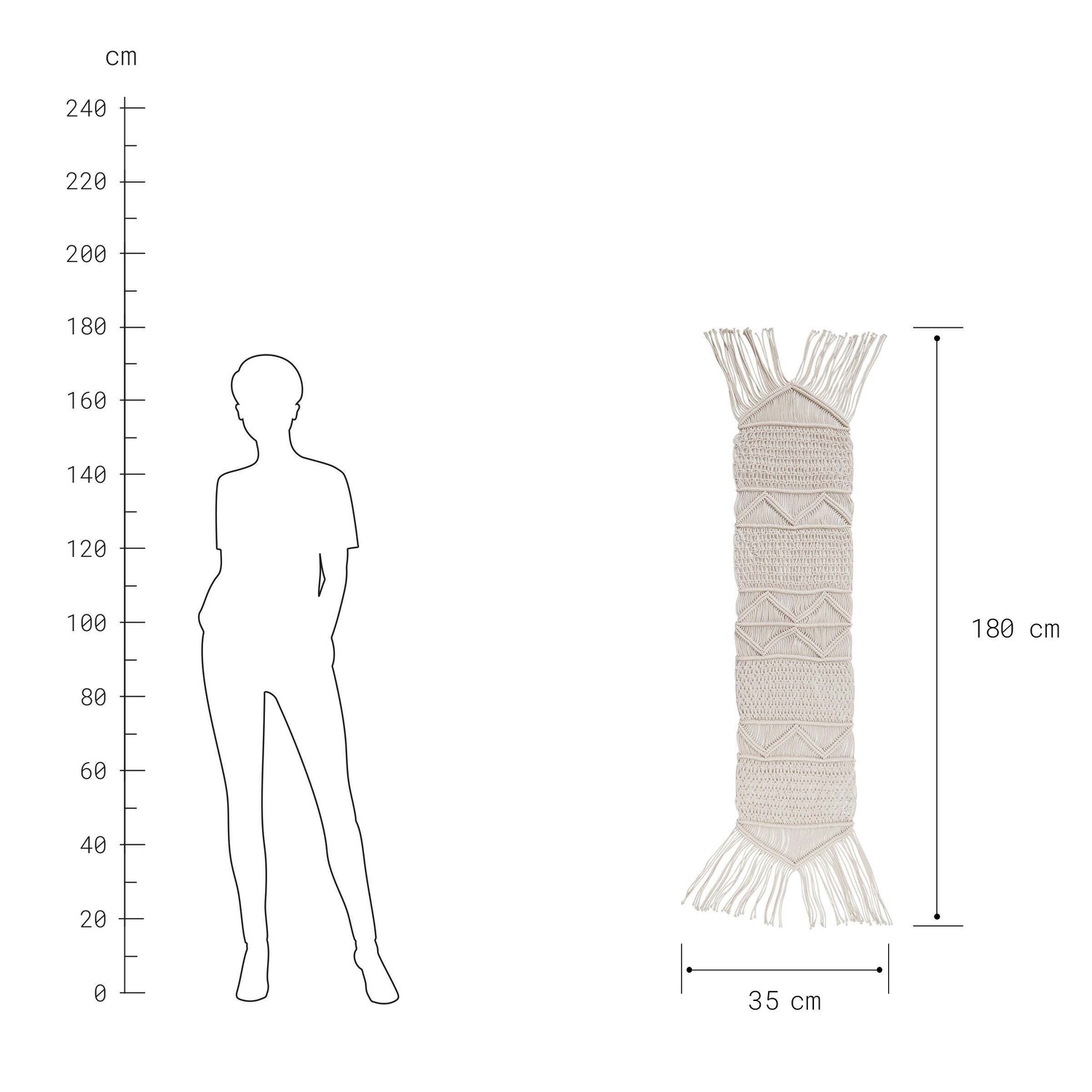 MACRAMÉ Tischläufer L 180 x B 35cm