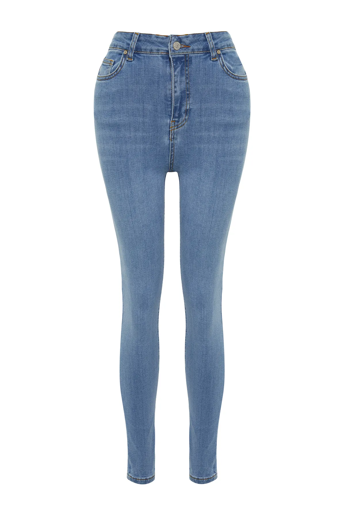 Trendyol Collection  Hellblaue Push-up-Röhrenjeans mit hoher Taille TWOSS24JE00065