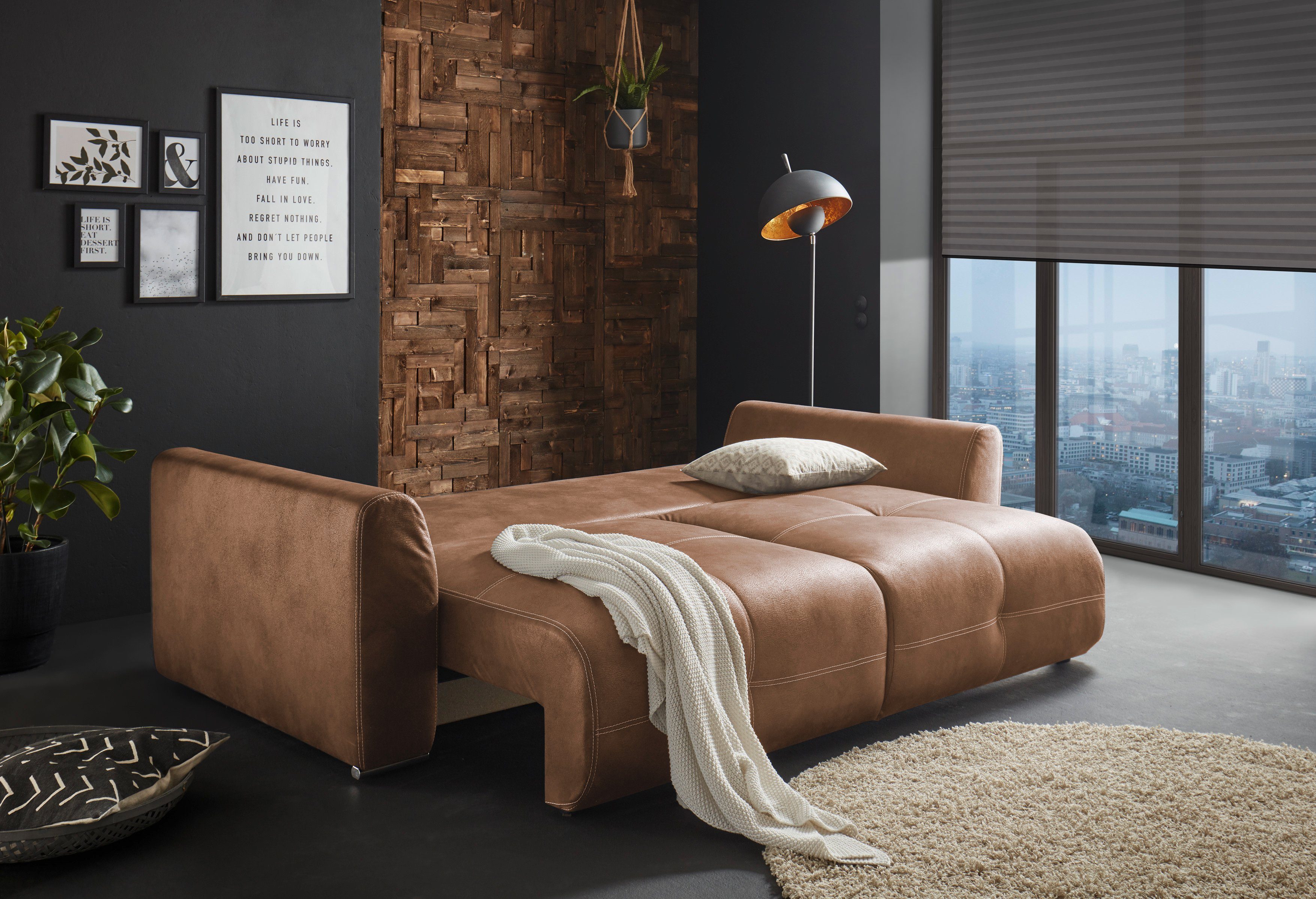 ED EXCITING DESIGN Schlafsofa Dolan, mit Bettfunktion und Bettkasten, sowie Rücken- und Zierkissen