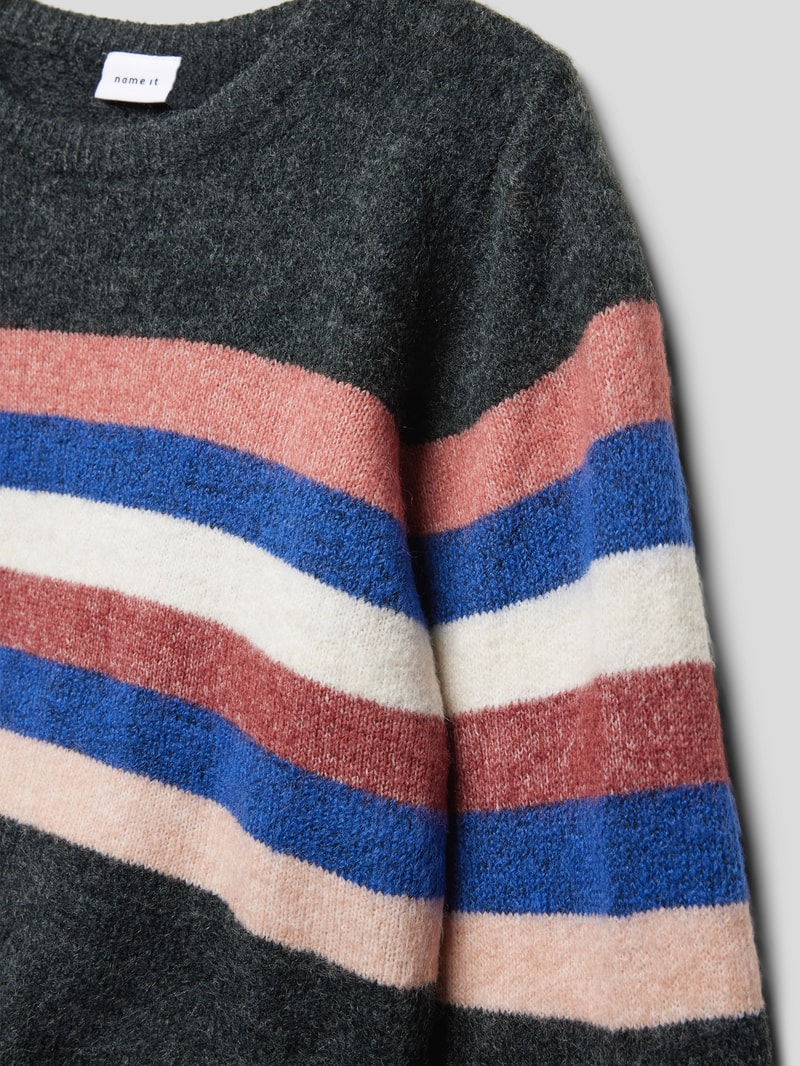 Strickpullover mit Streifenmuster in blau