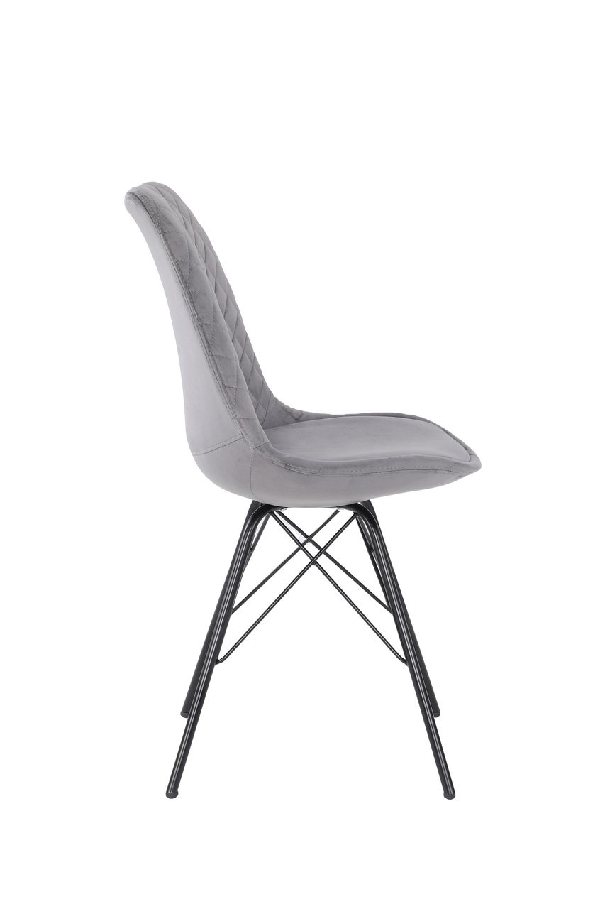 byLiving RICA Stuhl, 2er Set, Metallgestell schwarz pulverbeschichtet, Samtbezug grau