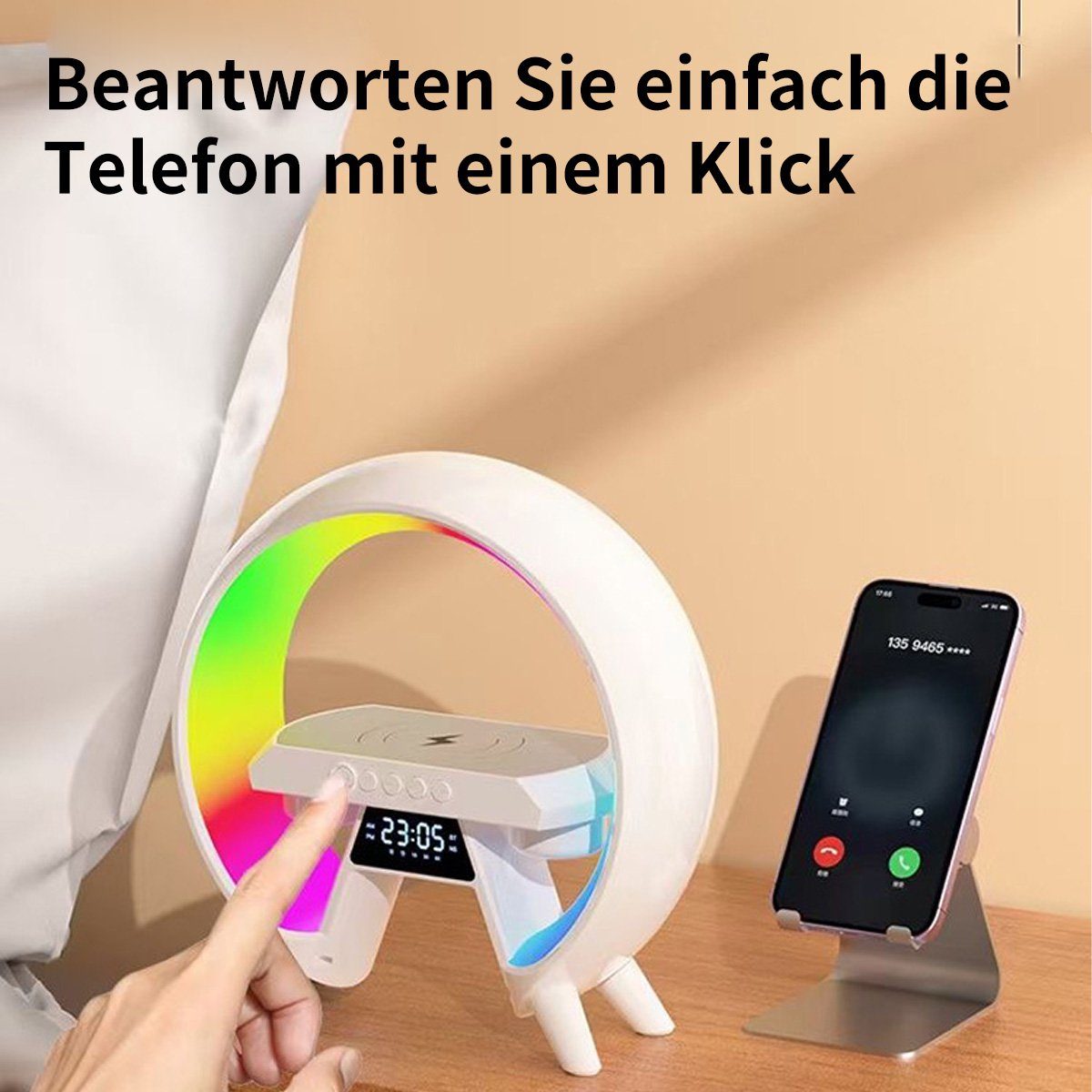 Hikeren Wecker Wecker Lautsprecher mit Umgebungslicht,Mehrere Lichteffekte Geeignet als Weihnachts- und Geburtstagsgeschenk