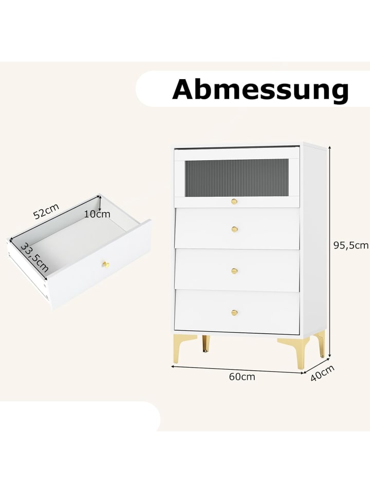 COSTWAY Kommode mit 3 Schubladen in Weiß günstig kaufen onesize