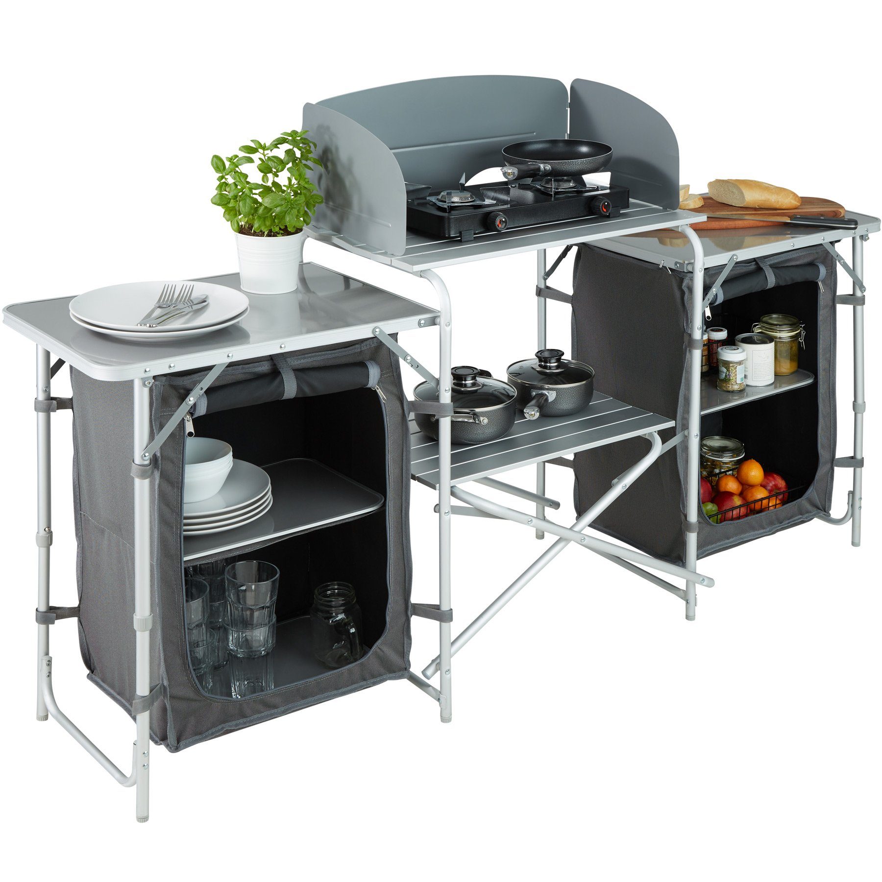 tectake Campingtisch Campingküche 172x52x104cm (1-St., 1 tlg)