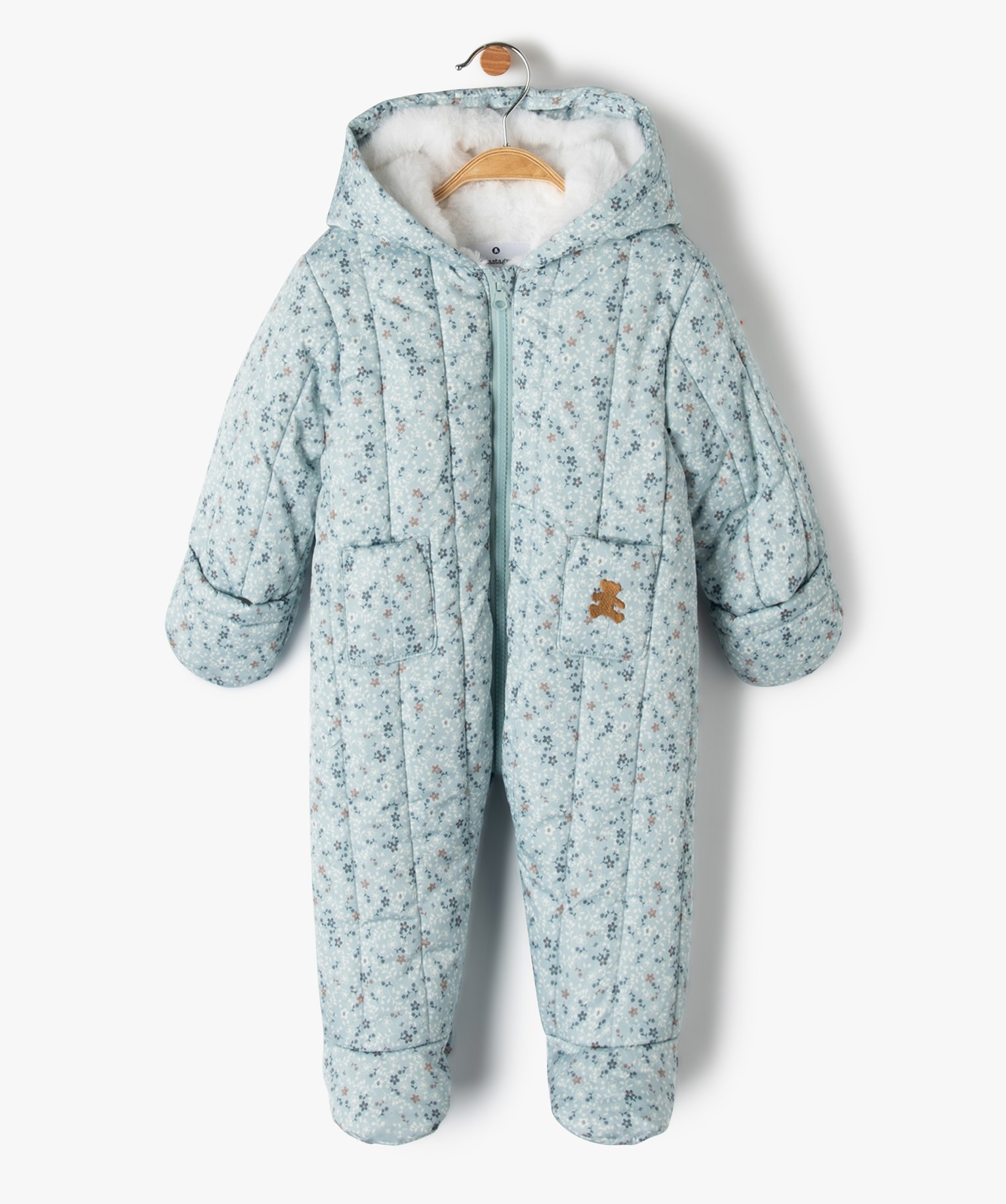 Combinaison pilote bébé fille matelassée avec moufles - L... bleu | GEMO
