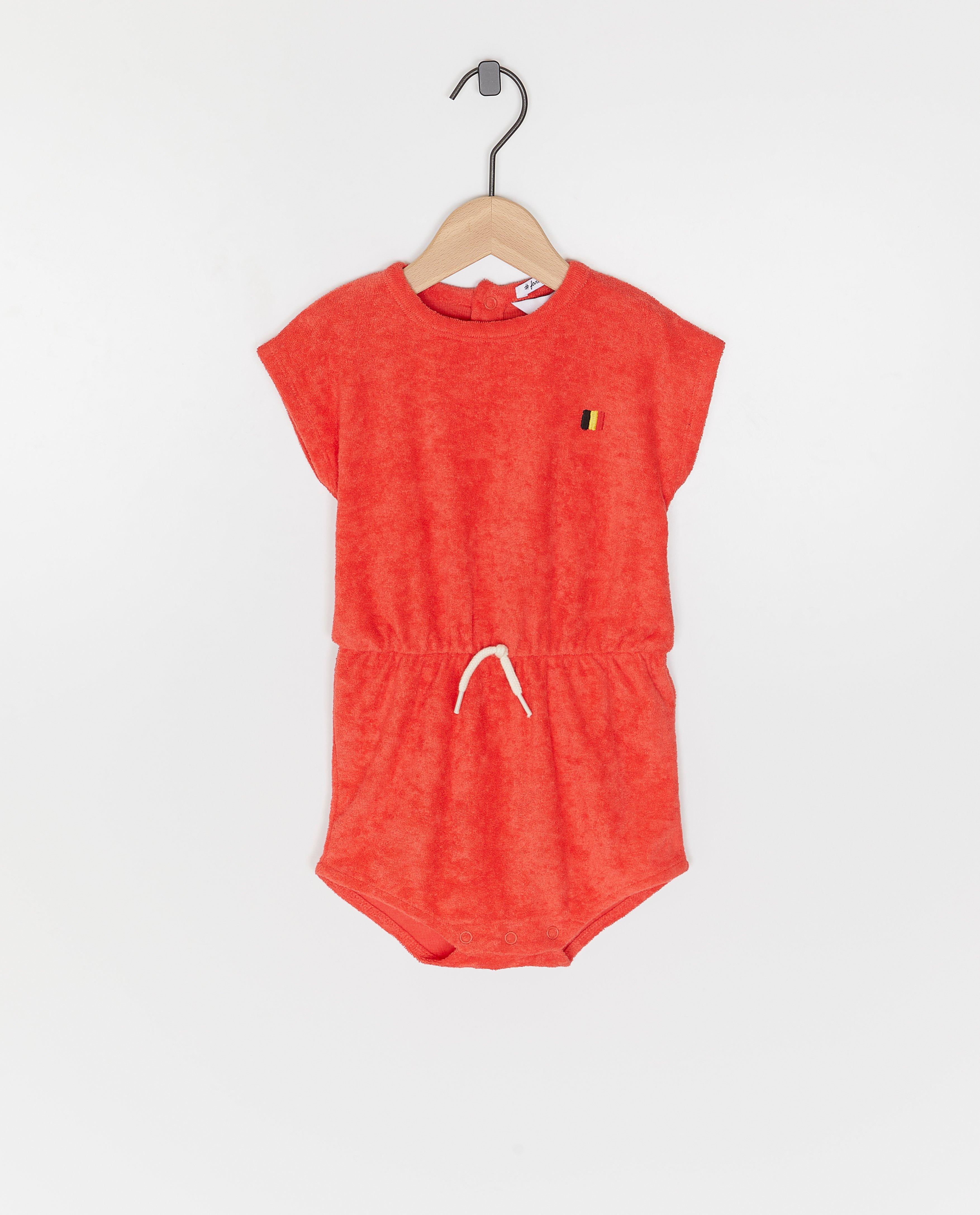 Familystories frottésparkdräkt, supporterkollektion, babyröd