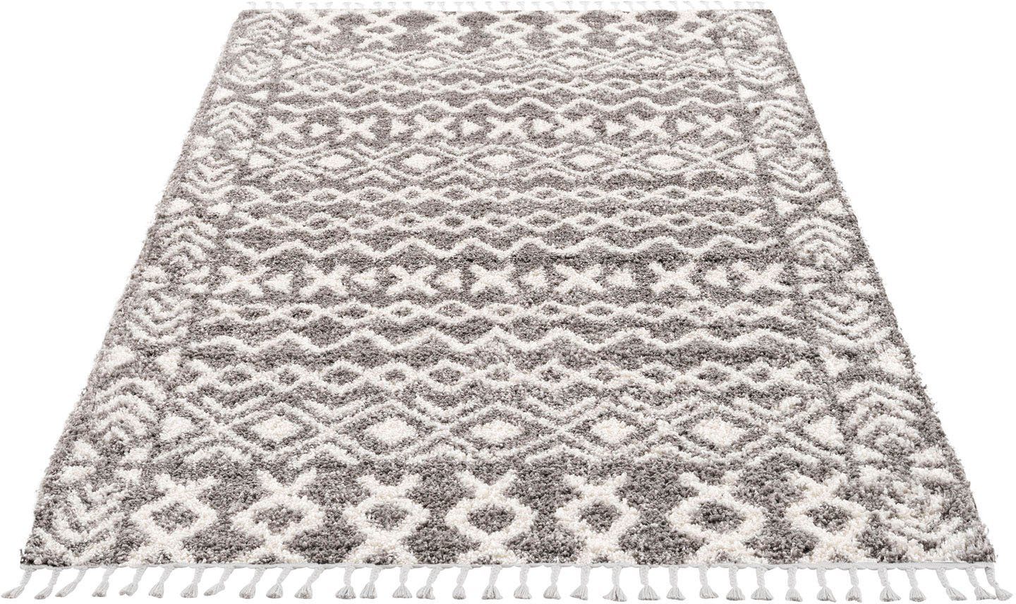 Hochflor-Teppich Pulpy 514, Carpet City, rechteckig, Höhe: 30 mm, besonders weich, mit Fransen, Ethno Look