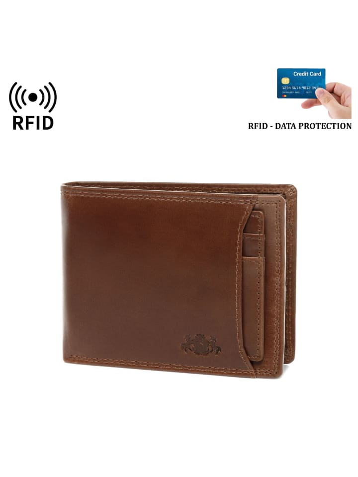 SID & VAIN Leder-Geldbörse echt Leder Geldbeutel groß hell-braun in braun günstig kaufen onesize