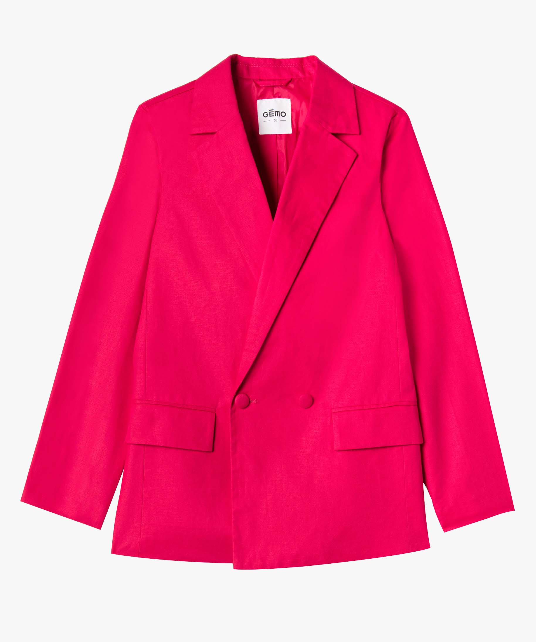 Veste blazer femme en lin à fermeture croisée rose | GEMO