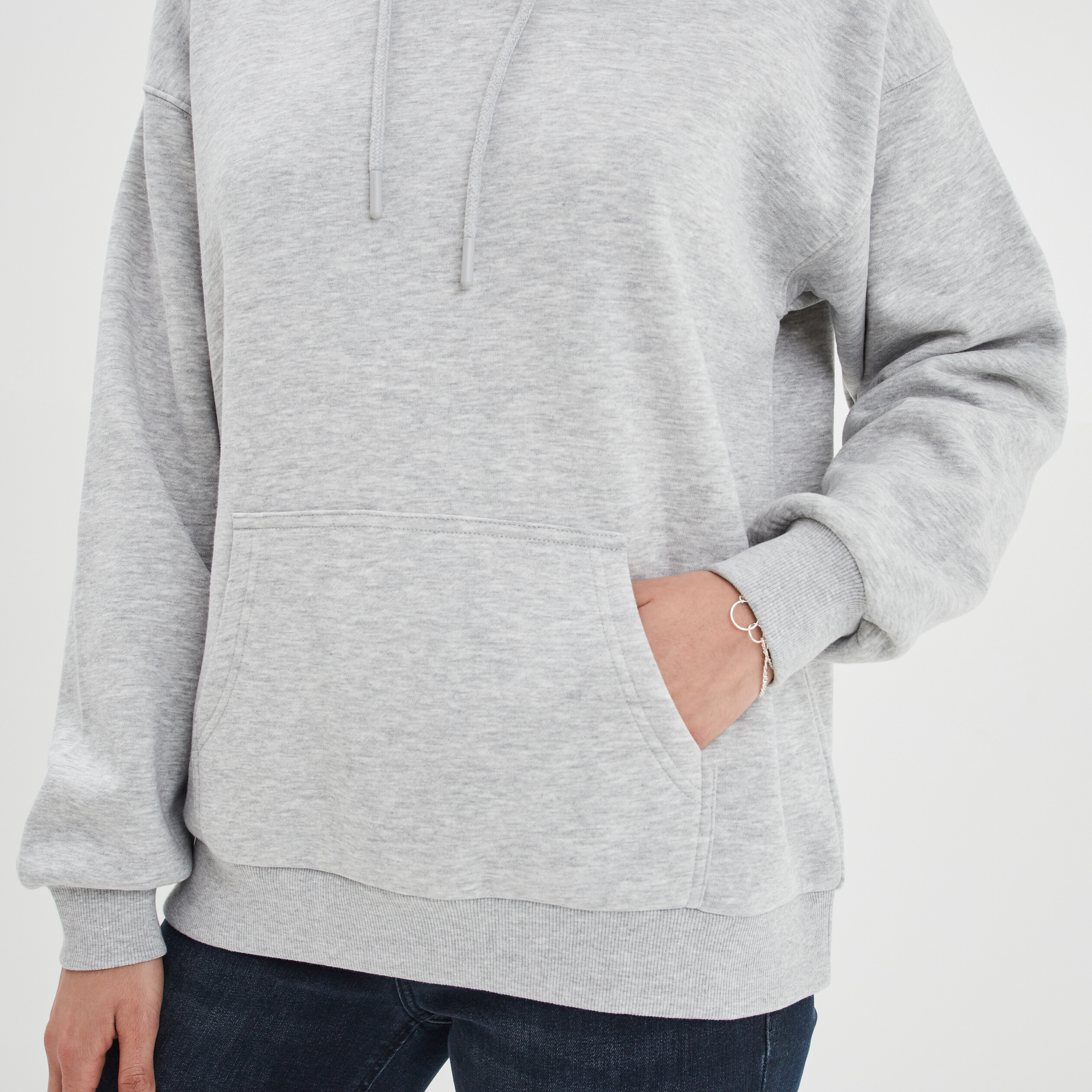 Sweat molleton à capuche hoodie gris clair femme | La Halle