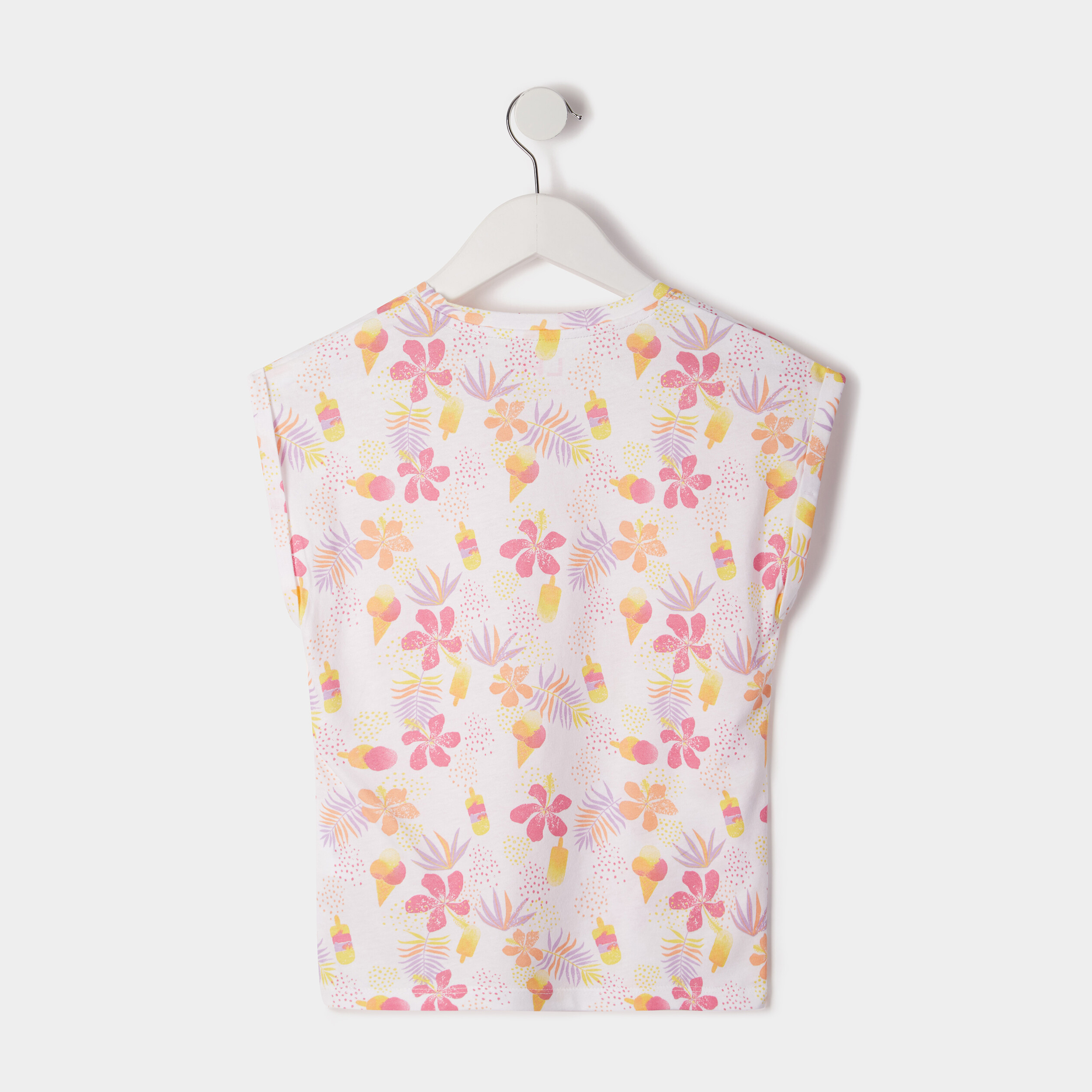 T-shirt coupe droite sans manches blanc fille | La Halle
