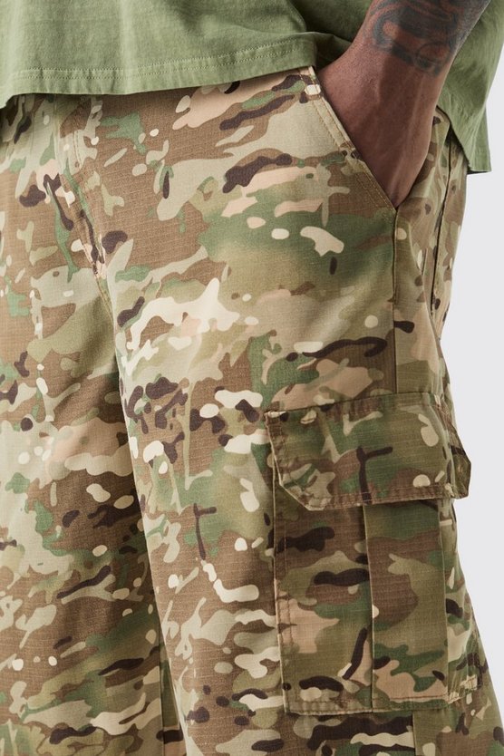 Plus lockere Twill Camouflage Cargo-Hose