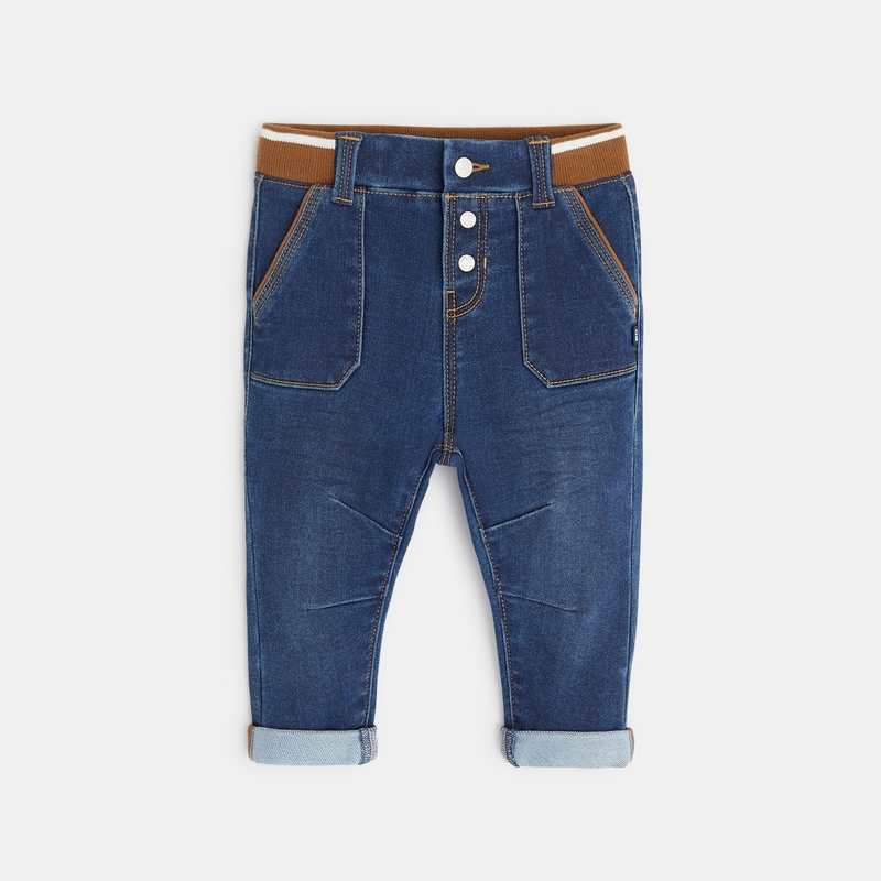 Pantalon denim knitlook bleu bébé garçon