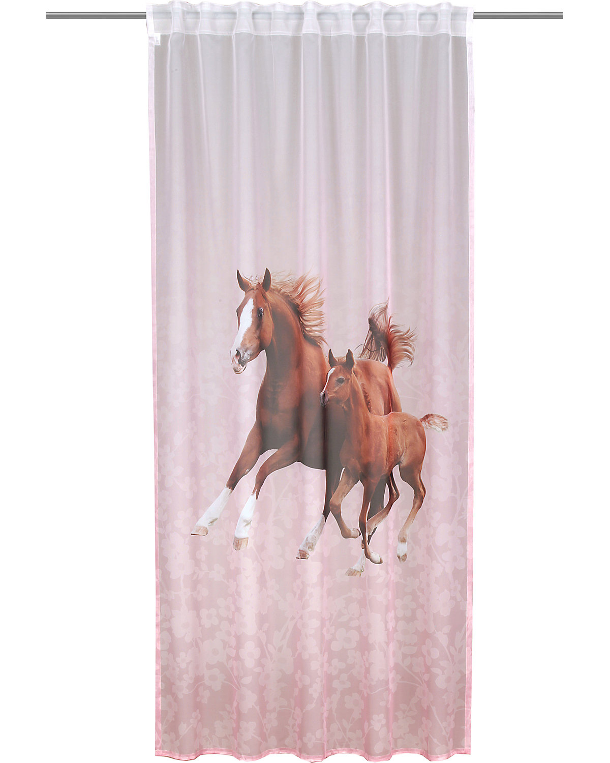 Vorhang Schal, Pferde I, 245 x 135 cm, weiß/rosa