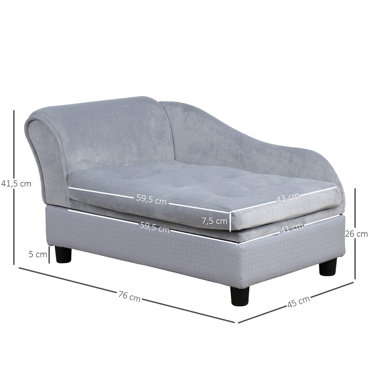 PawHut Haustiersofa Hundebett Hundematte Hundesofa mit Lagerraum Matte