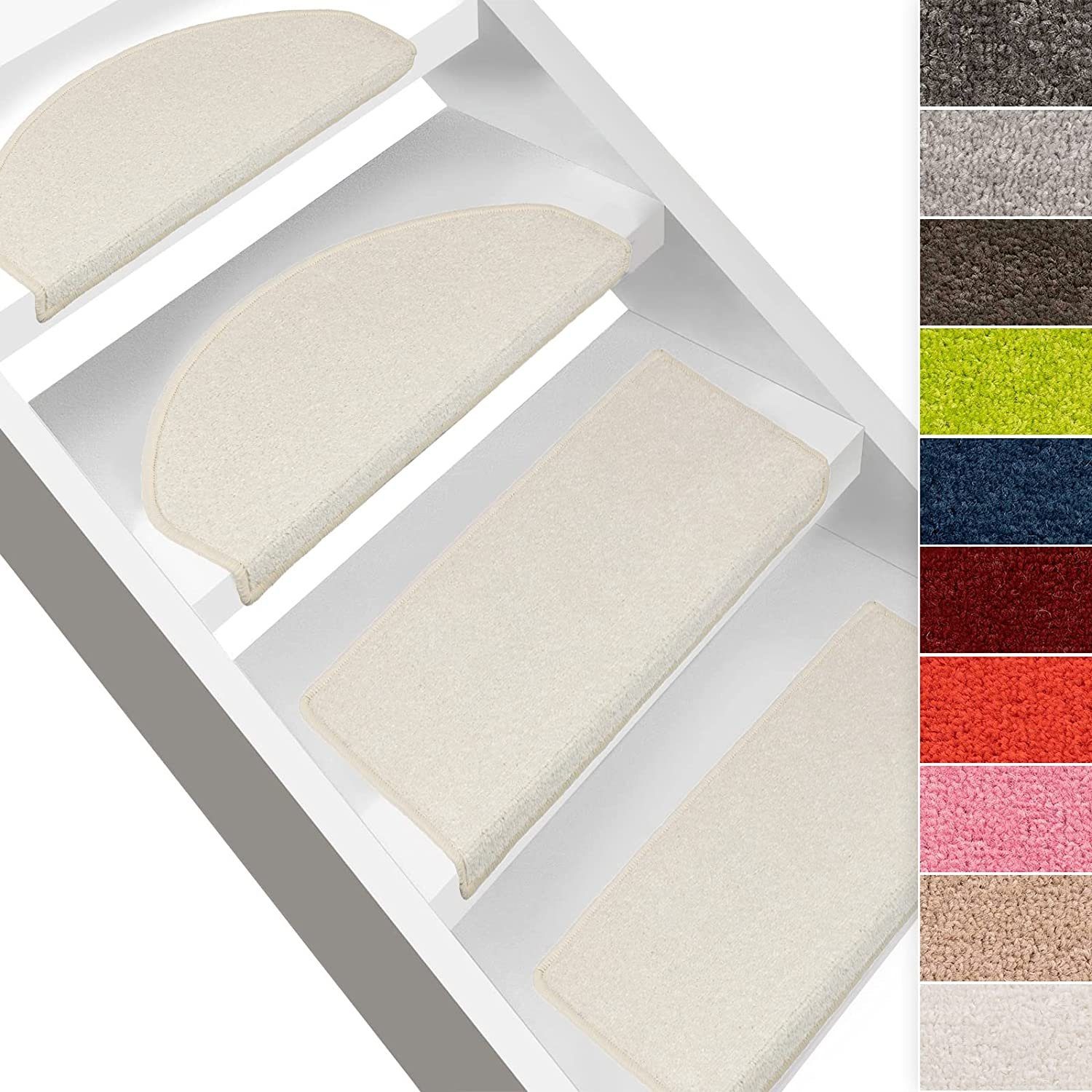 Stufenmatte Dynasty, Erhältlich in 10 Farben & 2 Größen, Treppenschutz, Floordirekt, Halbrund, Höhe: 8,5 mm