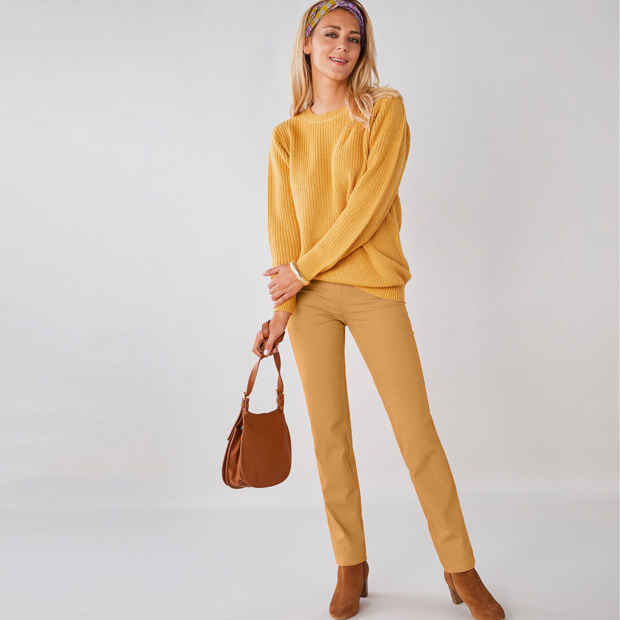 Pantalon sculptant effet ventre plat taille élastiquée