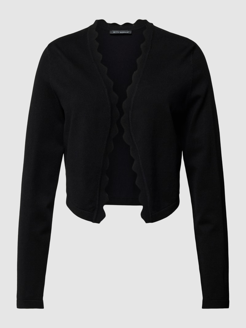Strickjacke mit Wellensaum in schwarz