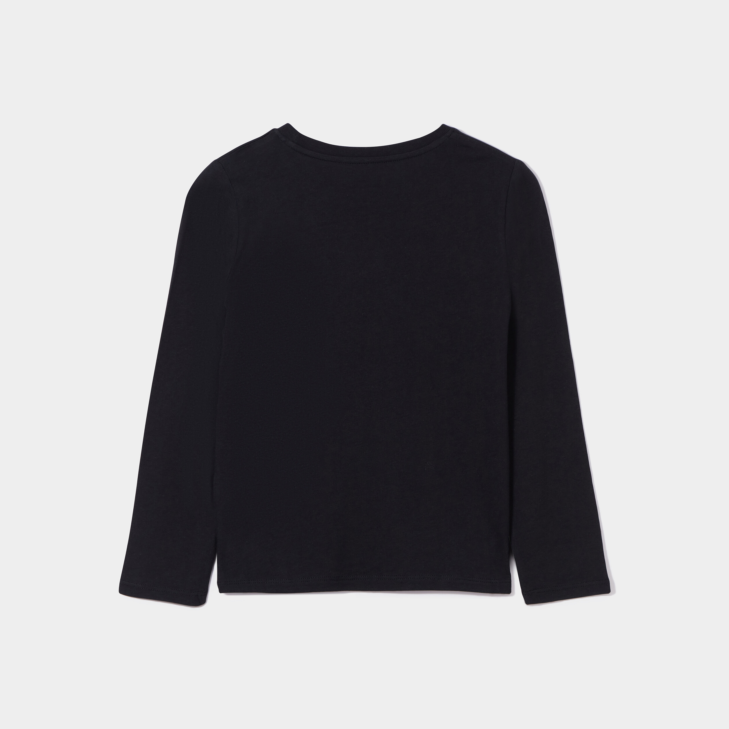 T-shirt col rond manches longues coton noir garçon | La Halle