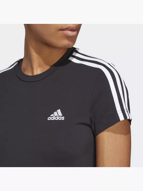 adidas Essentials 3-Streifen Single Jersey Fitted T-Shirt-Kleid