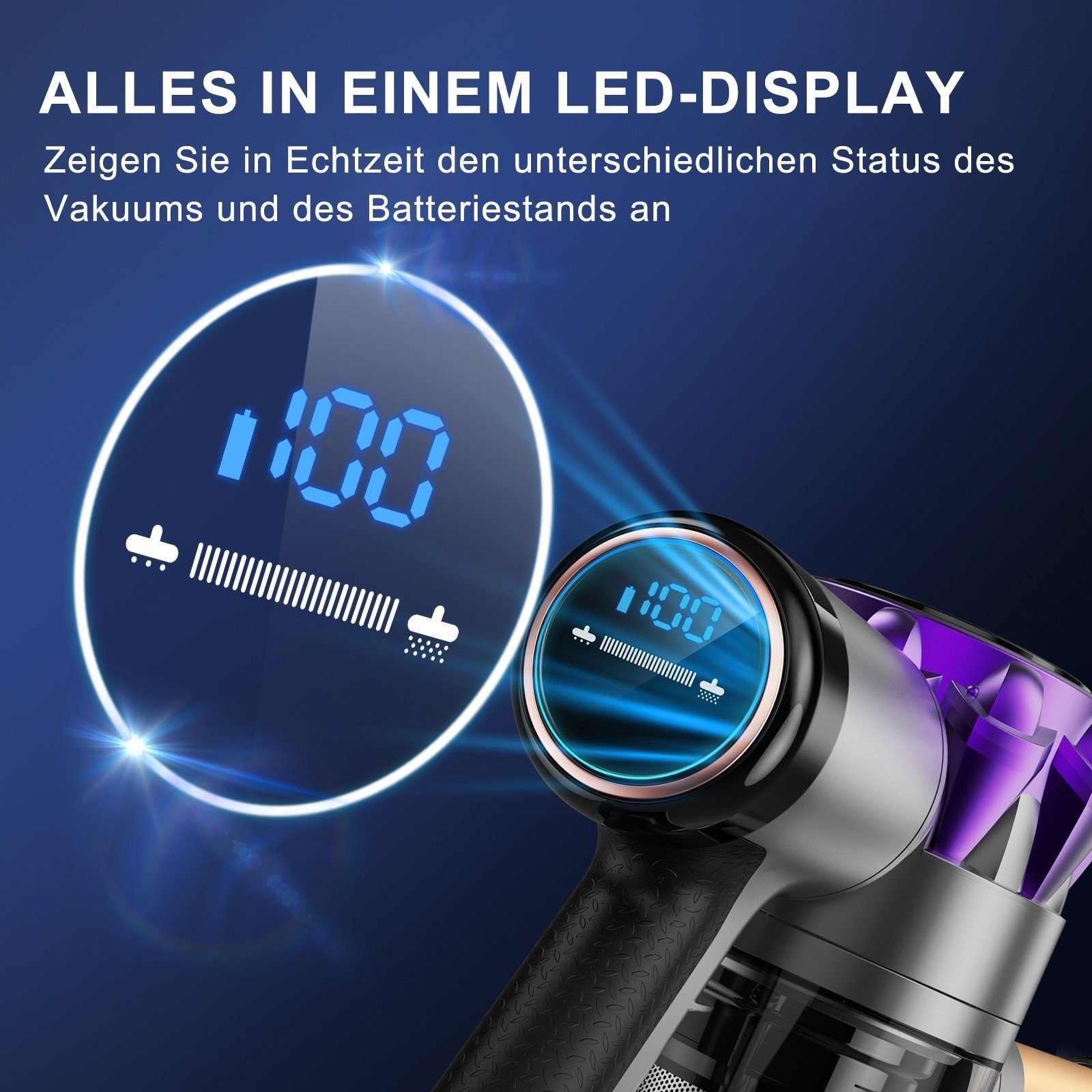 YISORA Akku-Hand-und Stielstaubsauger staubsauger 33000pa,1.2L Staubbehälter, Akku-Staubsauger