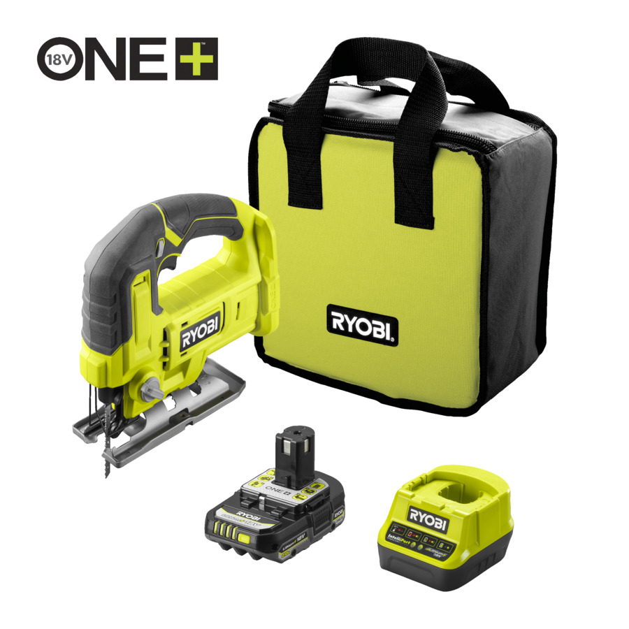 Ryobi 5133006819 18V Akku-Stichsäge ONE+ 2,0 Ah Akku und Ladegerät im Tragekoffer