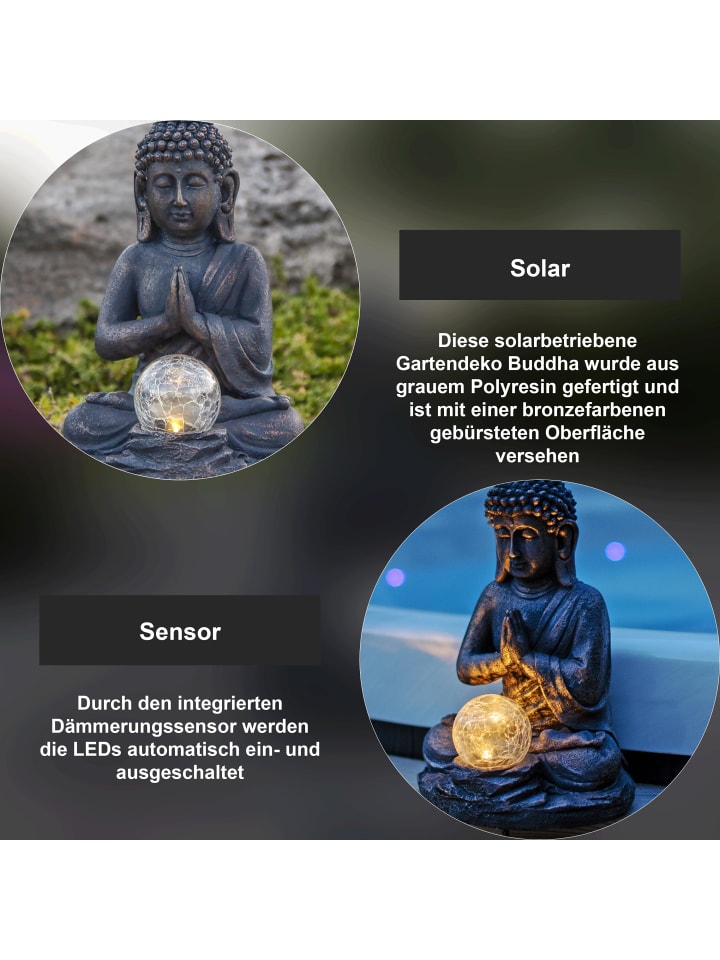 STAR Trading Solar Dekorationsleuchte Buddha in Silber günstig kaufen onesize