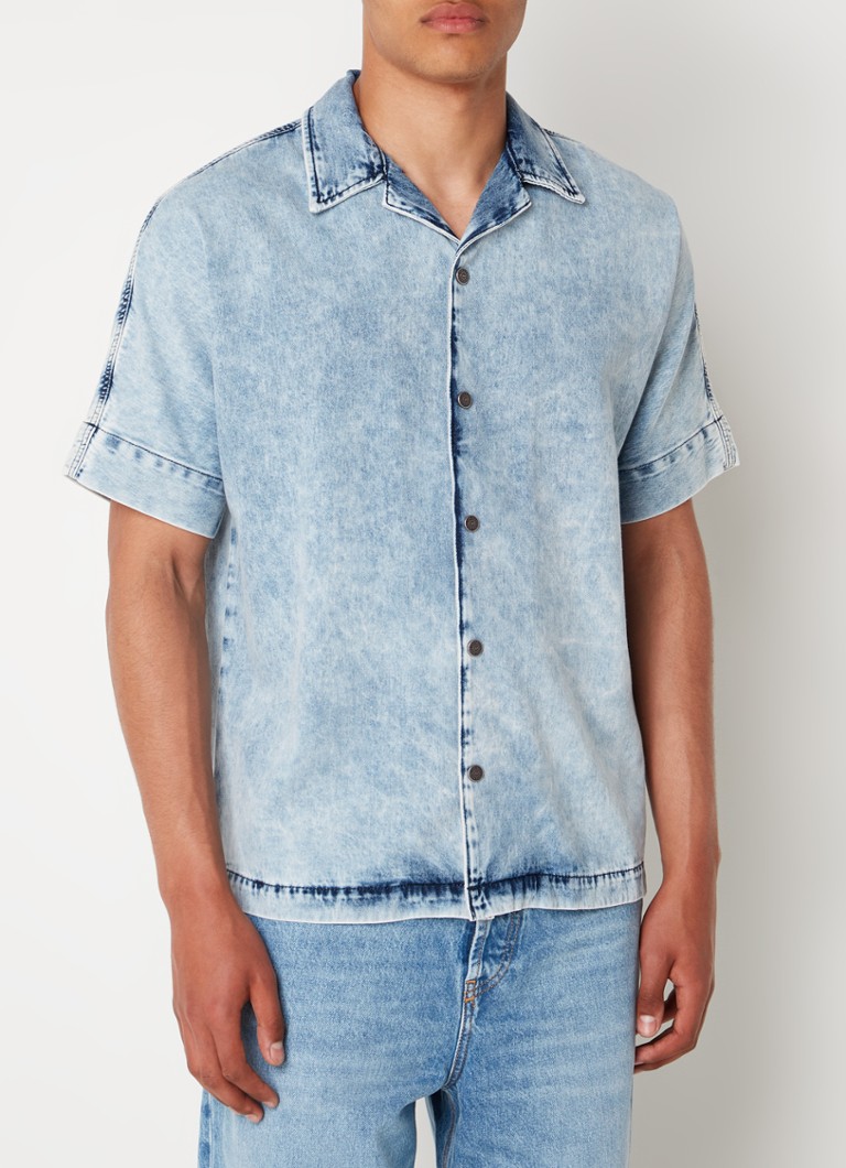 Cămașă din denim Diesel D-Nabil-S cu imprimeu pe spate