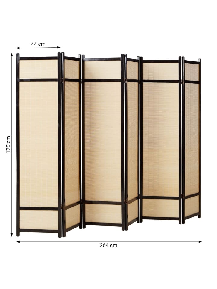 Homestyle4u 6-tlg. Paravent in Schwarz 264x175 günstig kaufen onesize