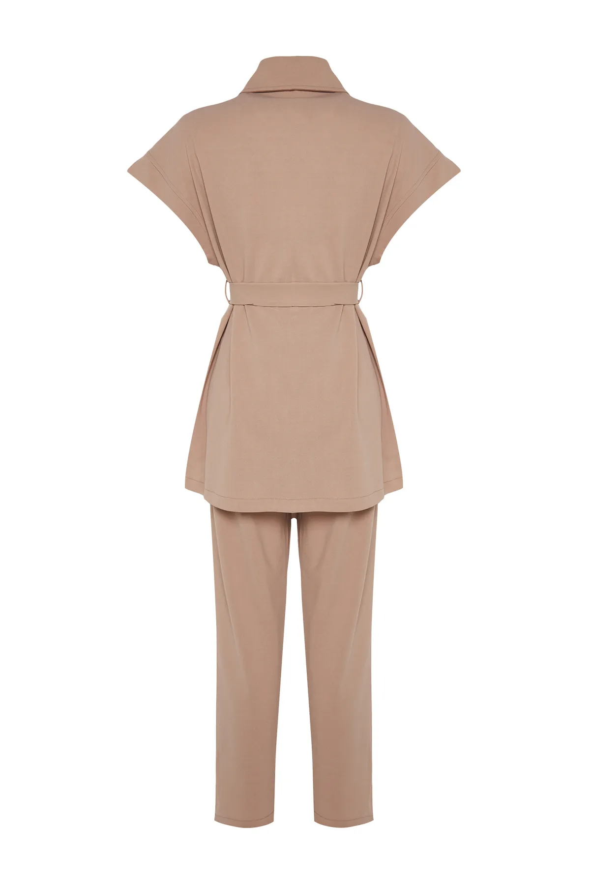 Trendyol Modest  Nerzgoldener Anzug mit geknöpfter Weste und Hose aus Strickoberteil TCTAW22US0062