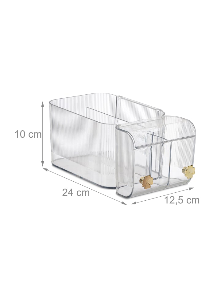 relaxdays Kosmetik Organizer in Transparent/ Gold - (B)24 x (H)10 x (T)12,5 cm günstig kaufen onesize