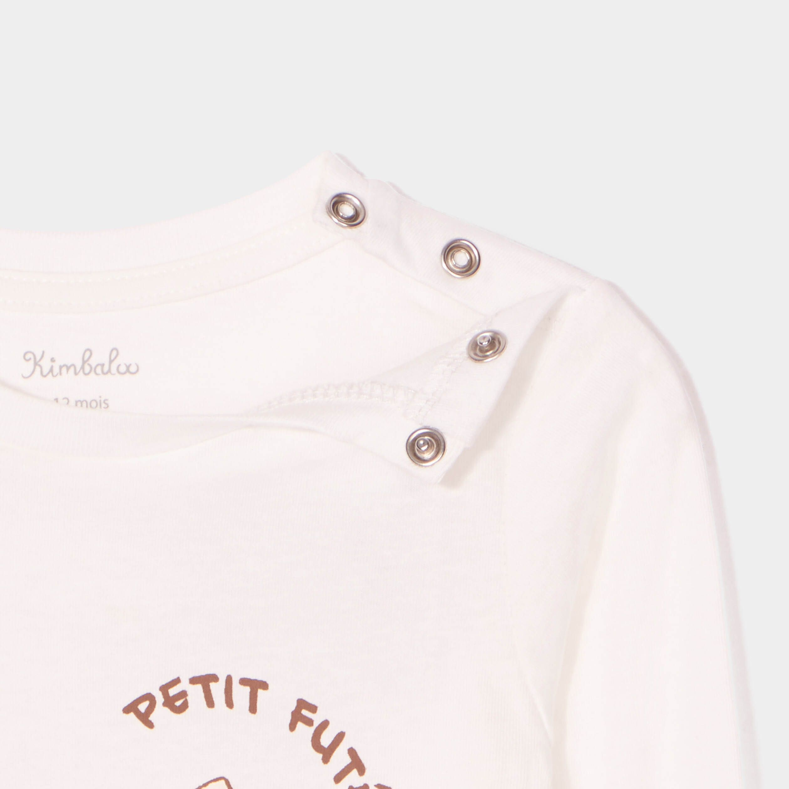 T-shirt boutonné manches longues coton blanc bébé garçon | La Halle