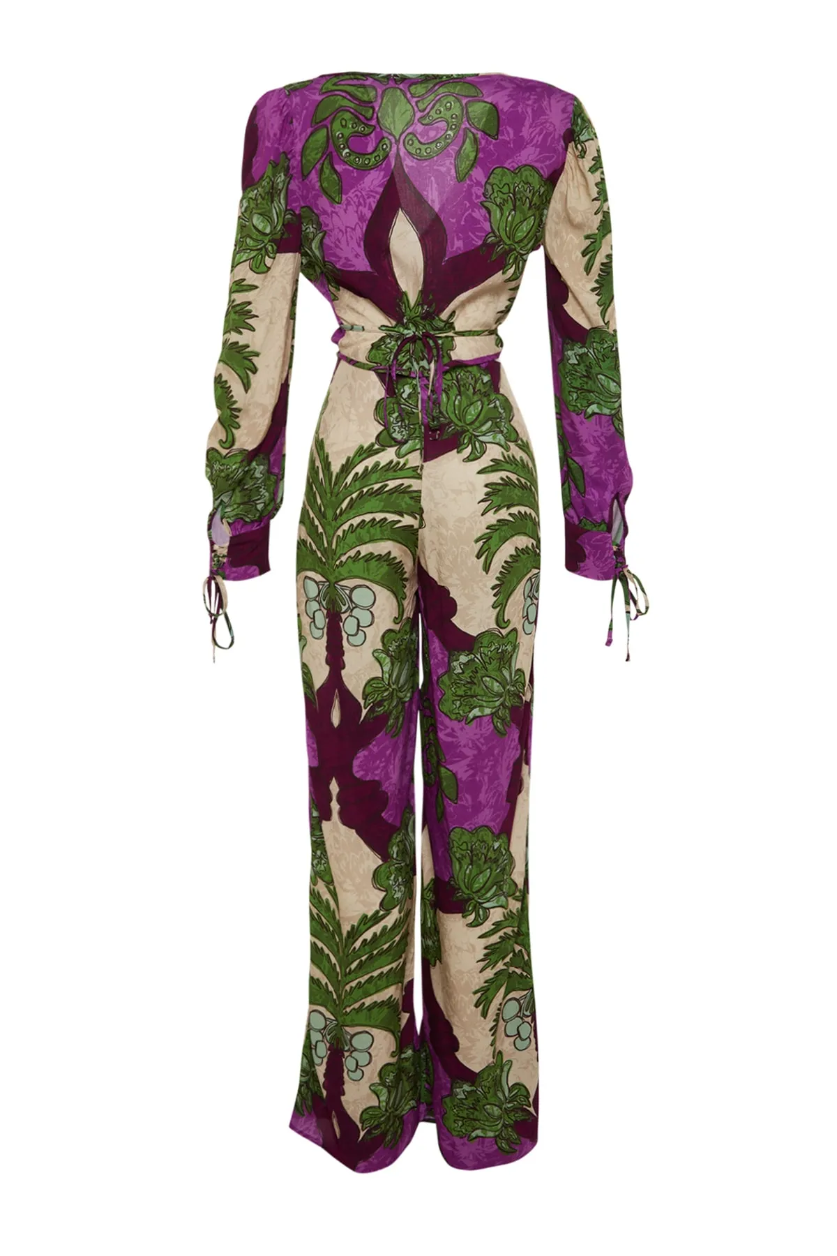 Trendyol Collection  Set aus gewebter Bluse und Hose mit tropischem Muster TBESS23AU00103