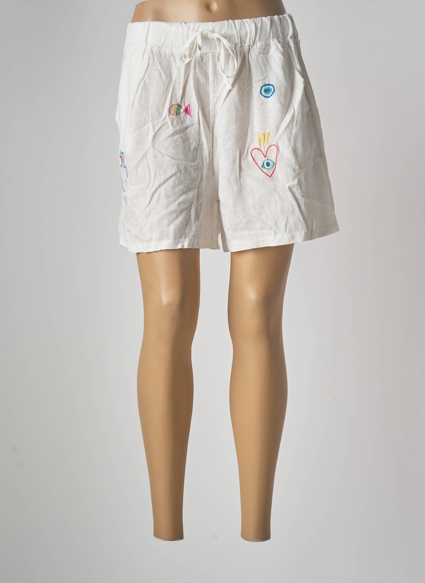 Ema Blue S Bermudas Femme couleur beige