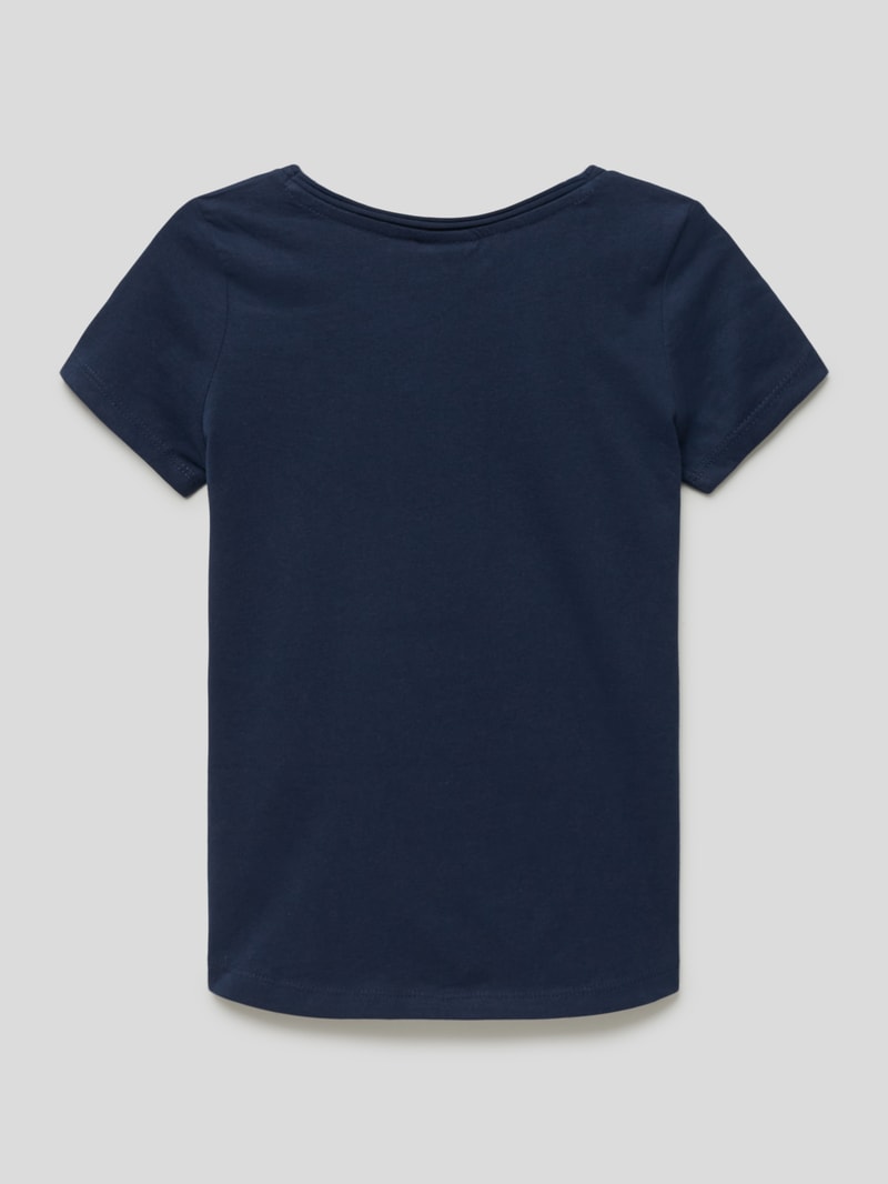 T-Shirt mit Applikation aus Pailletten in marineblau